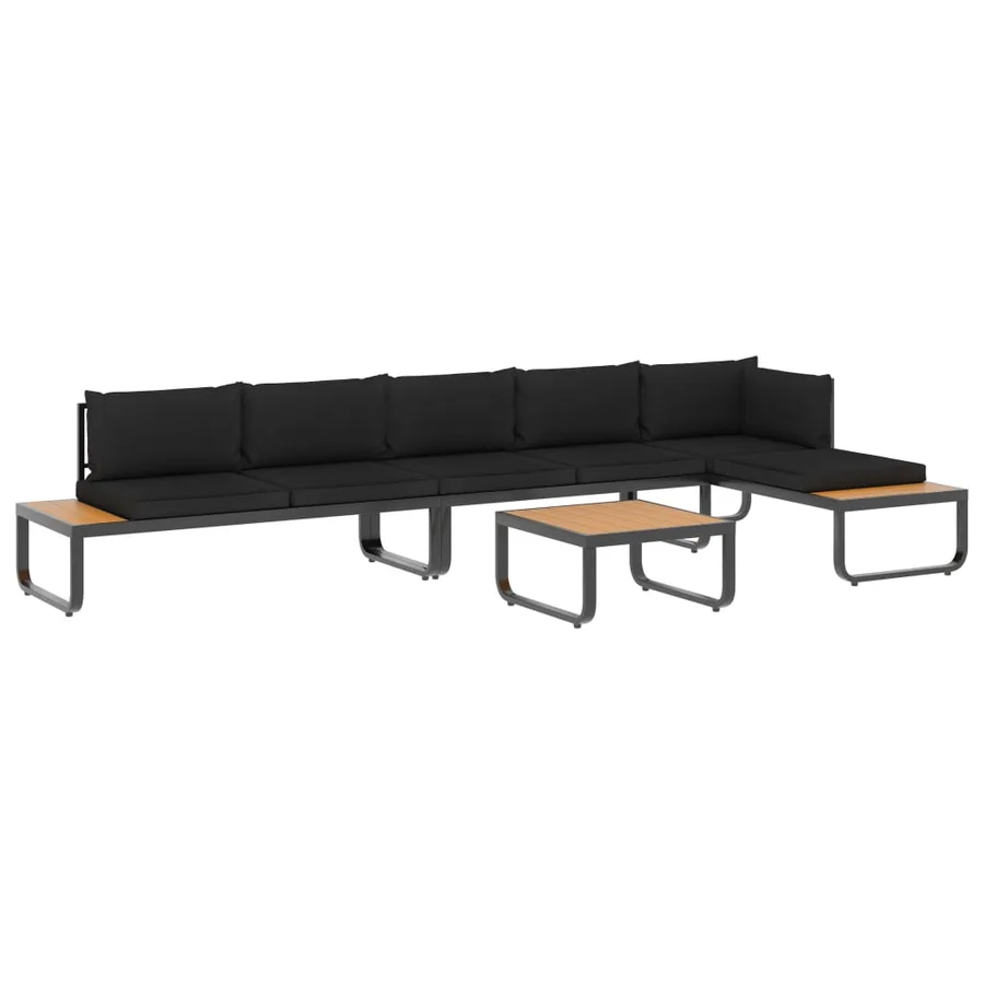 Canapés d'angle de jardin 4 pcs et coussins Aluminium et WPC - 2