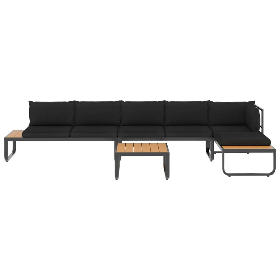 Canapés d'angle de jardin 4 pcs et coussins Aluminium et WPC - 3