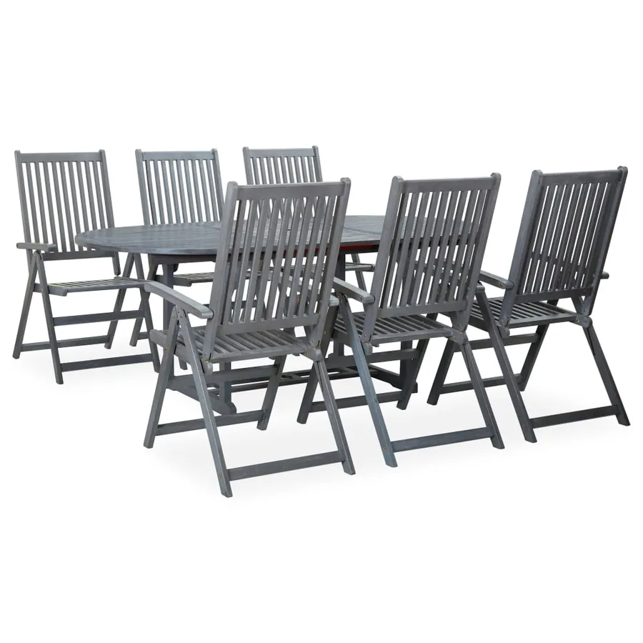 Ensemble à manger d'extérieur 7 pcs Bois d'acacia solide Gris