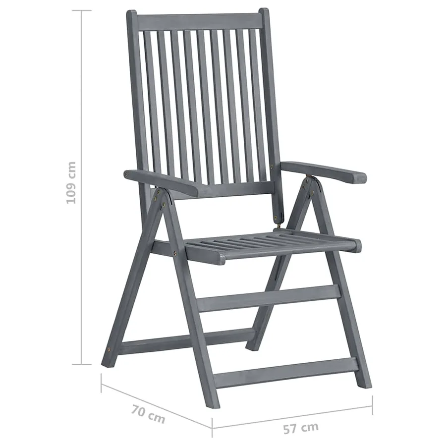 Ensemble à manger d'extérieur 7 pcs Bois d'acacia solide Gris - 13