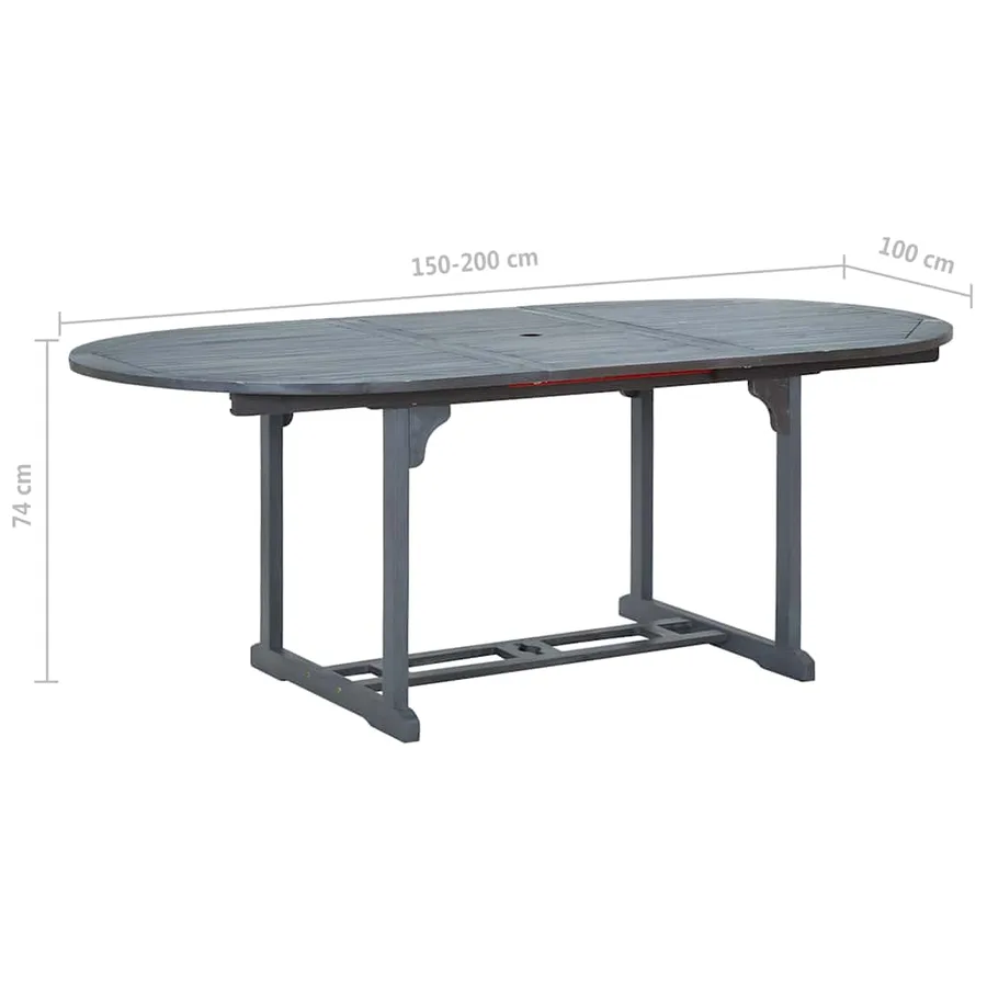 Ensemble à manger d'extérieur 7 pcs Bois d'acacia solide Gris - 14