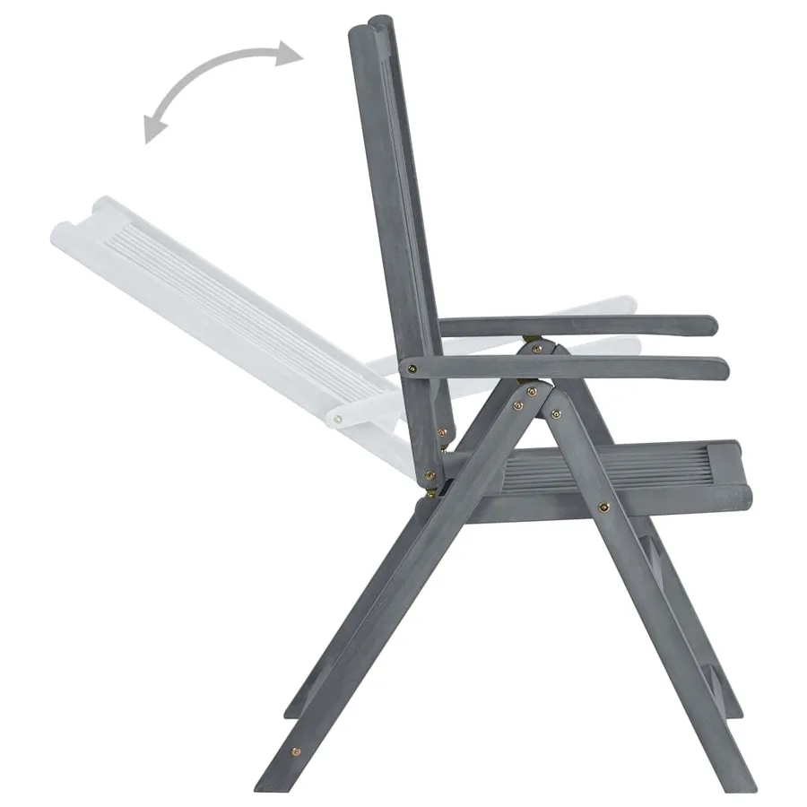 Ensemble à manger d'extérieur 7 pcs Bois d'acacia solide Gris - 5