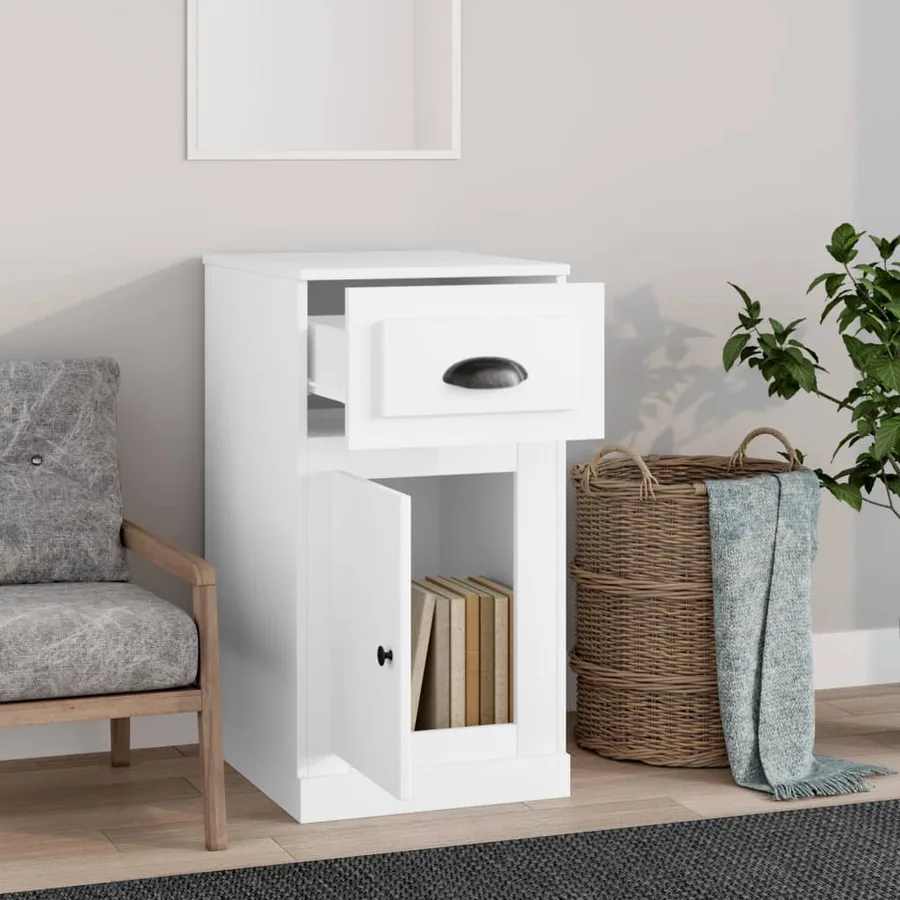 Armoire latérale avec tiroir blanc 40x50x75cm bois d'ingénierie - 3