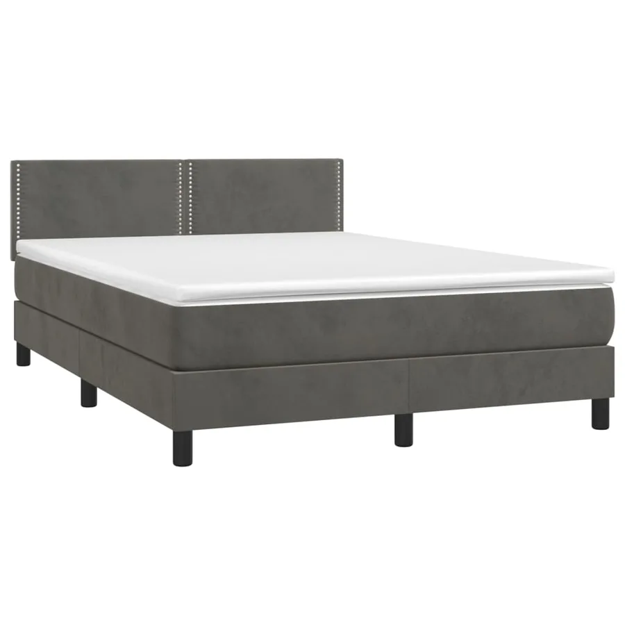 Sommier à lattes de lit avec matelas LED Gris foncé 140x190 cm - 4