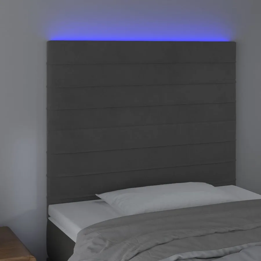 Tête de lit à LED Gris foncé 100x5x118/128 cm Velours - 3