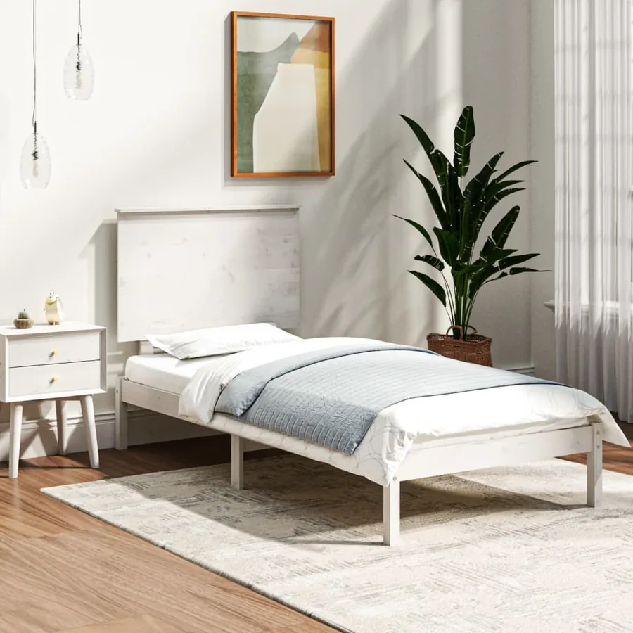 Cadre de lit sans matelas blanc 100x200 cm bois de pin massif