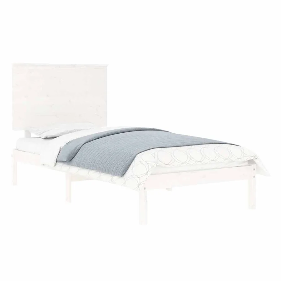 Cadre de lit sans matelas blanc 100x200 cm bois de pin massif - 3
