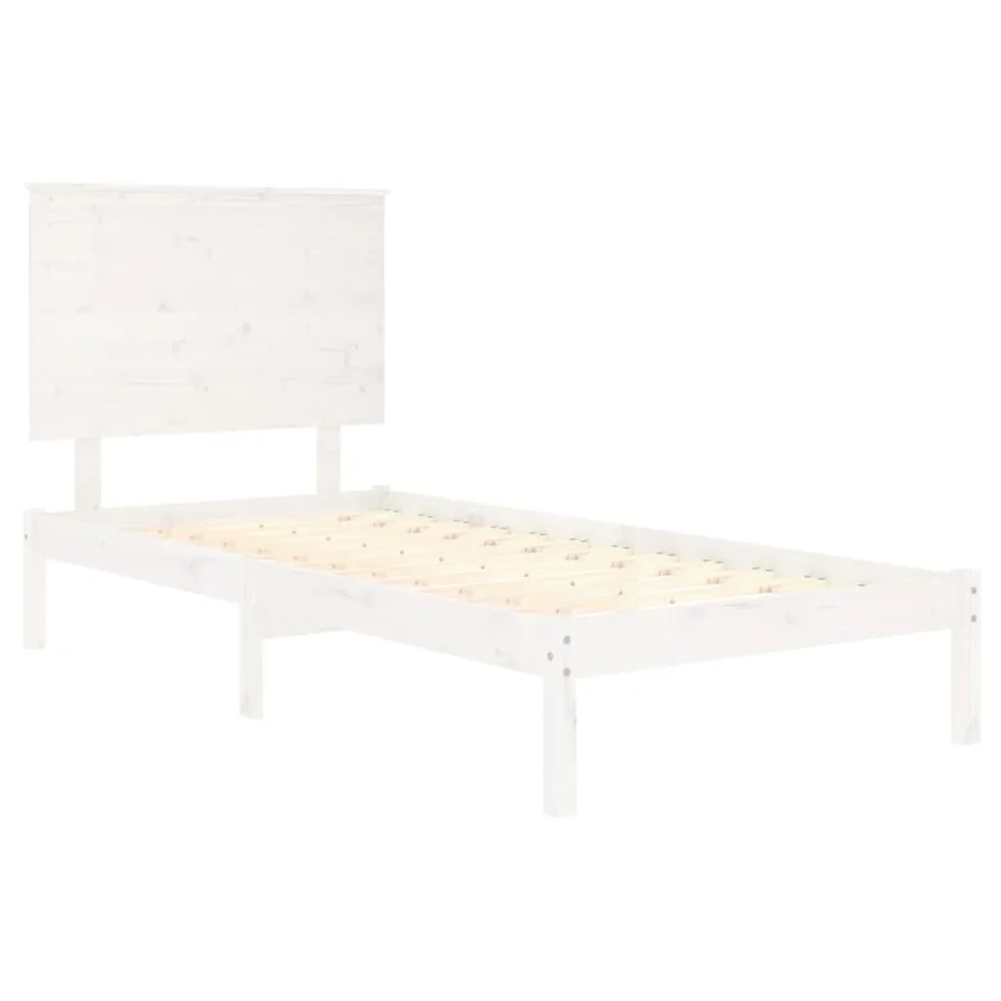 Cadre de lit sans matelas blanc 100x200 cm bois de pin massif - 4