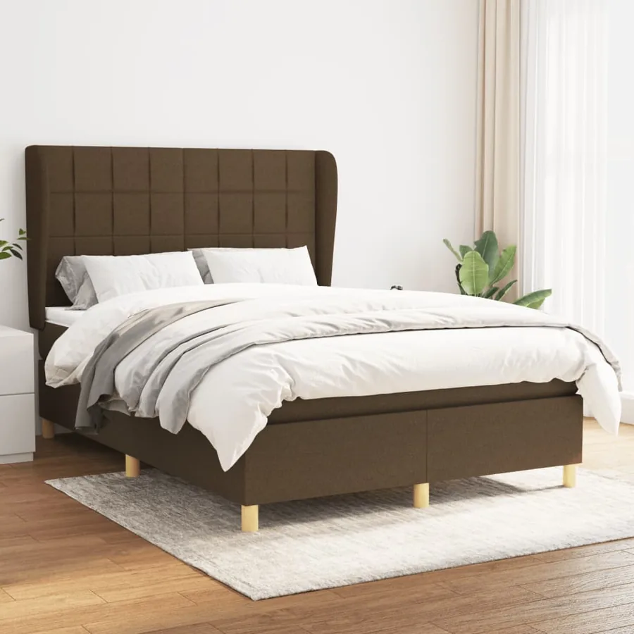 Sommier à lattes de lit avec matelas Marron foncé 140x190 cm