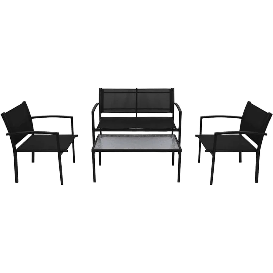 Salon de jardin 4 pcs Textilène Noir - 2