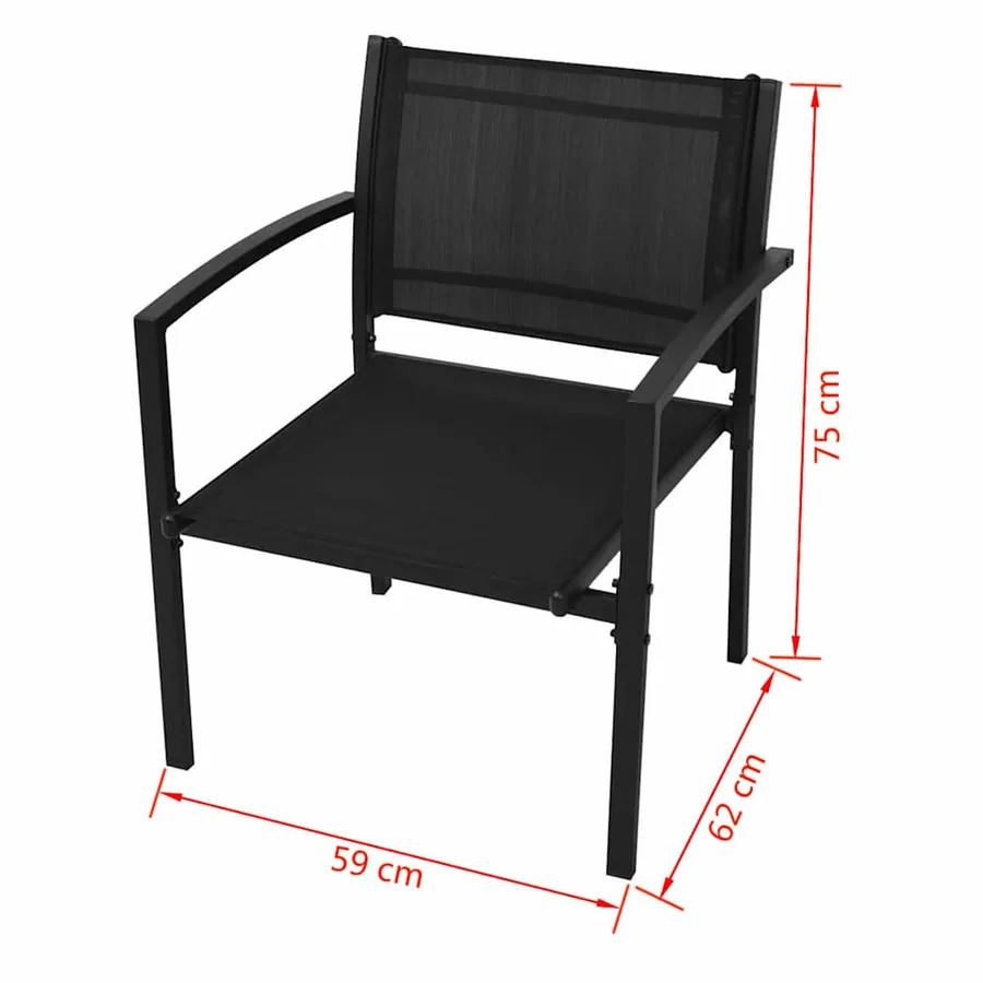 Salon de jardin 4 pcs Textilène Noir - 6