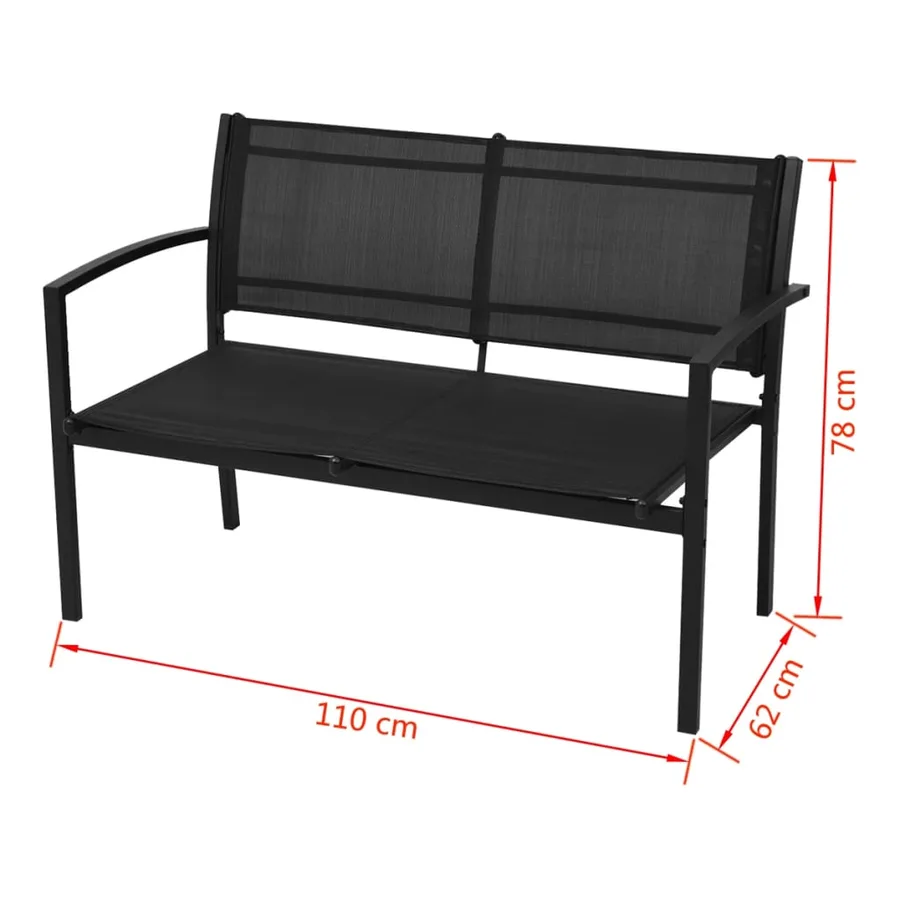 Salon de jardin 4 pcs Textilène Noir - 7