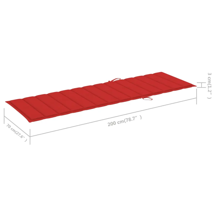 Chaise longue avec coussin rouge Bois de pin imprégné - 8