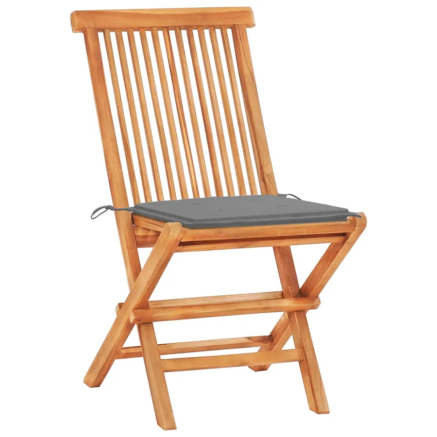 Ensemble de bistro 3 pcs avec coussins gris Bois de teck massif - 4