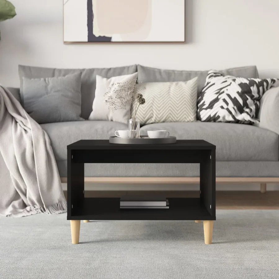 Table basse Noir 60x50x40 cm Bois d'ingénierie - 3