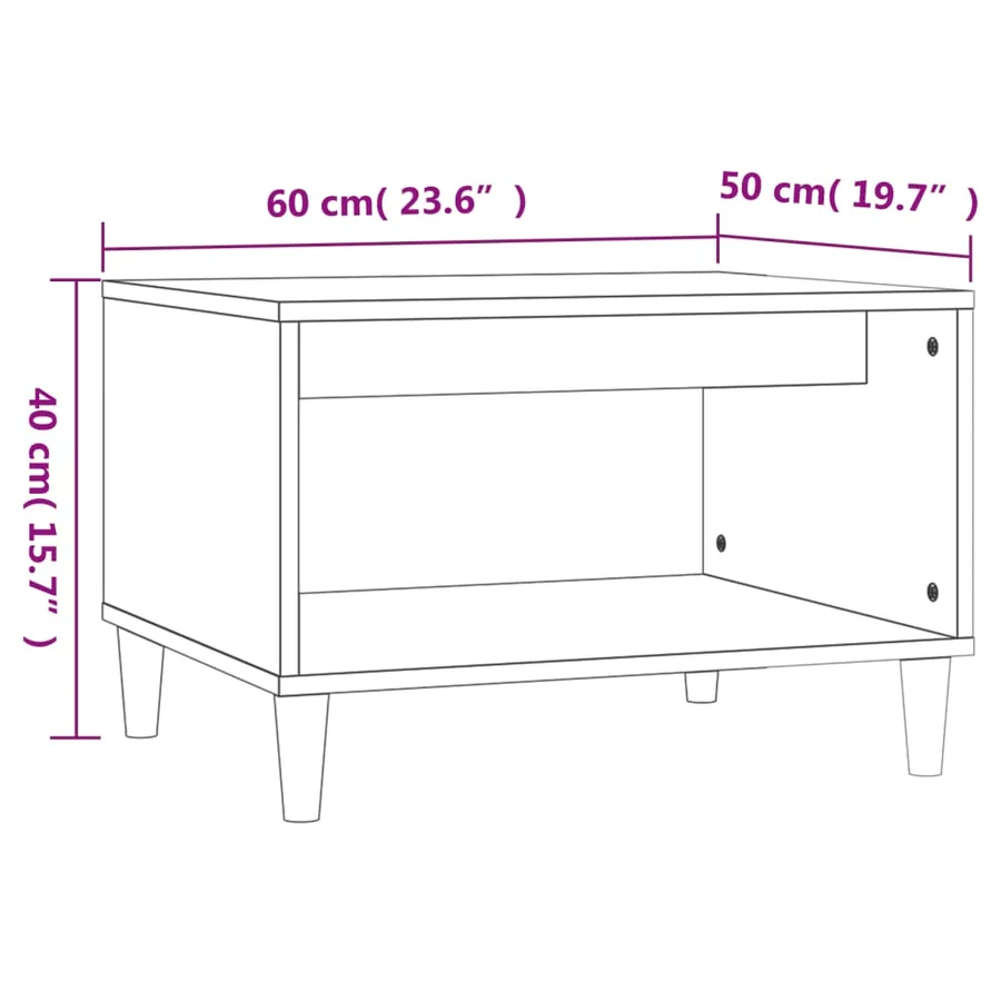Table basse Noir 60x50x40 cm Bois d'ingénierie - 7