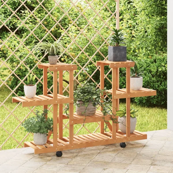 Support à fleurs avec roues 110x25x78 cm bois massif de sapin