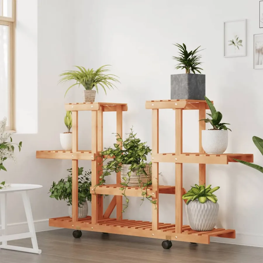 Support à fleurs avec roues 110x25x78 cm bois massif de sapin - 3