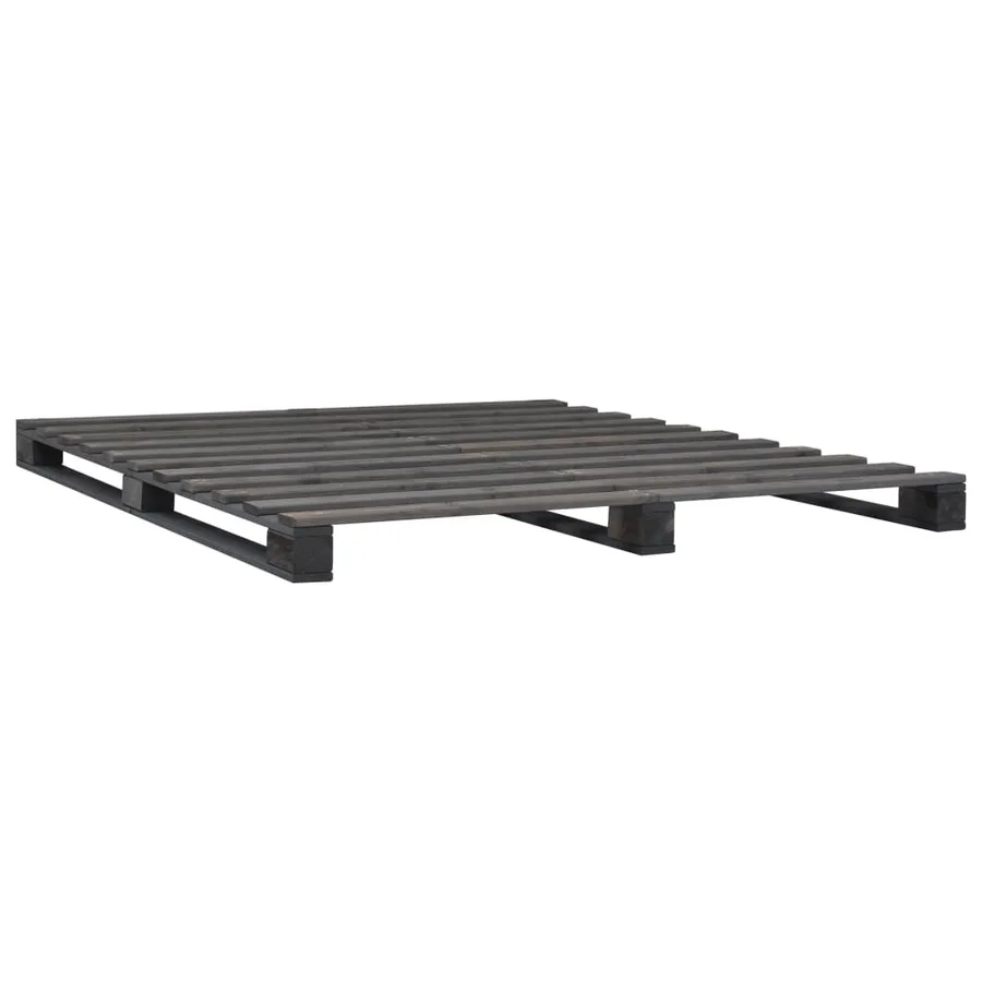 Cadre de lit de palette sans matelas gris 140x200cm bois massif - 2