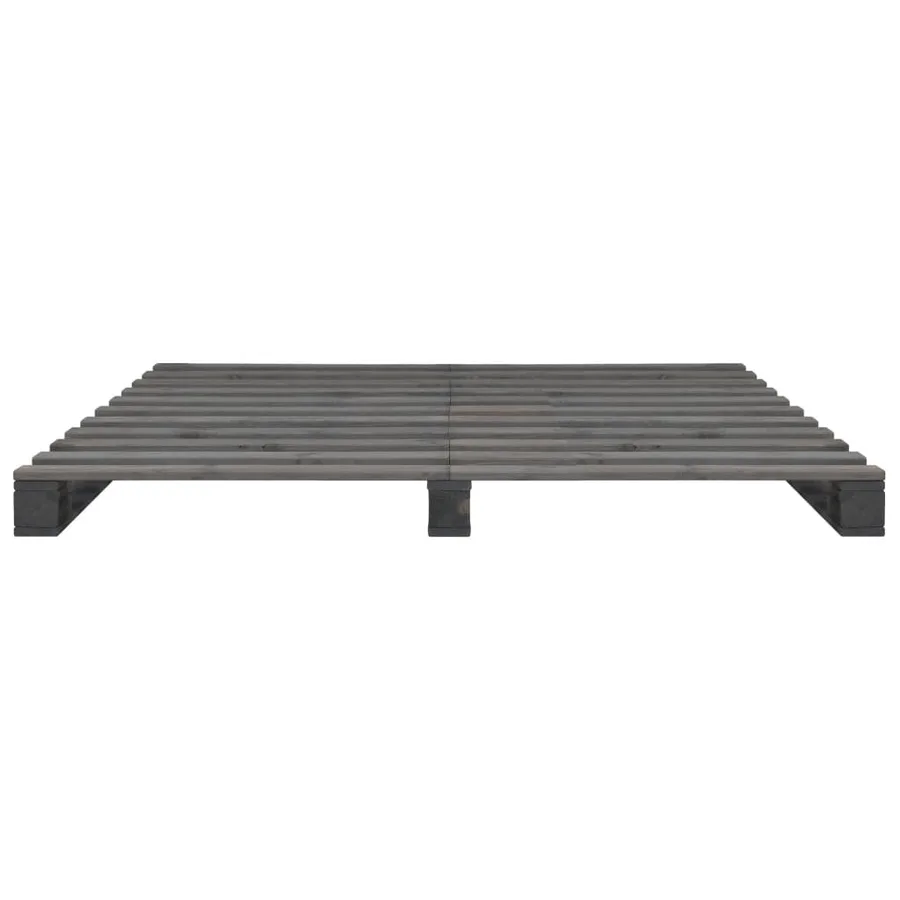 Cadre de lit de palette sans matelas gris 140x200cm bois massif - 3
