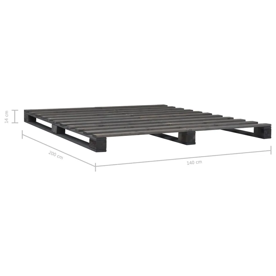 Cadre de lit de palette sans matelas gris 140x200cm bois massif - 7