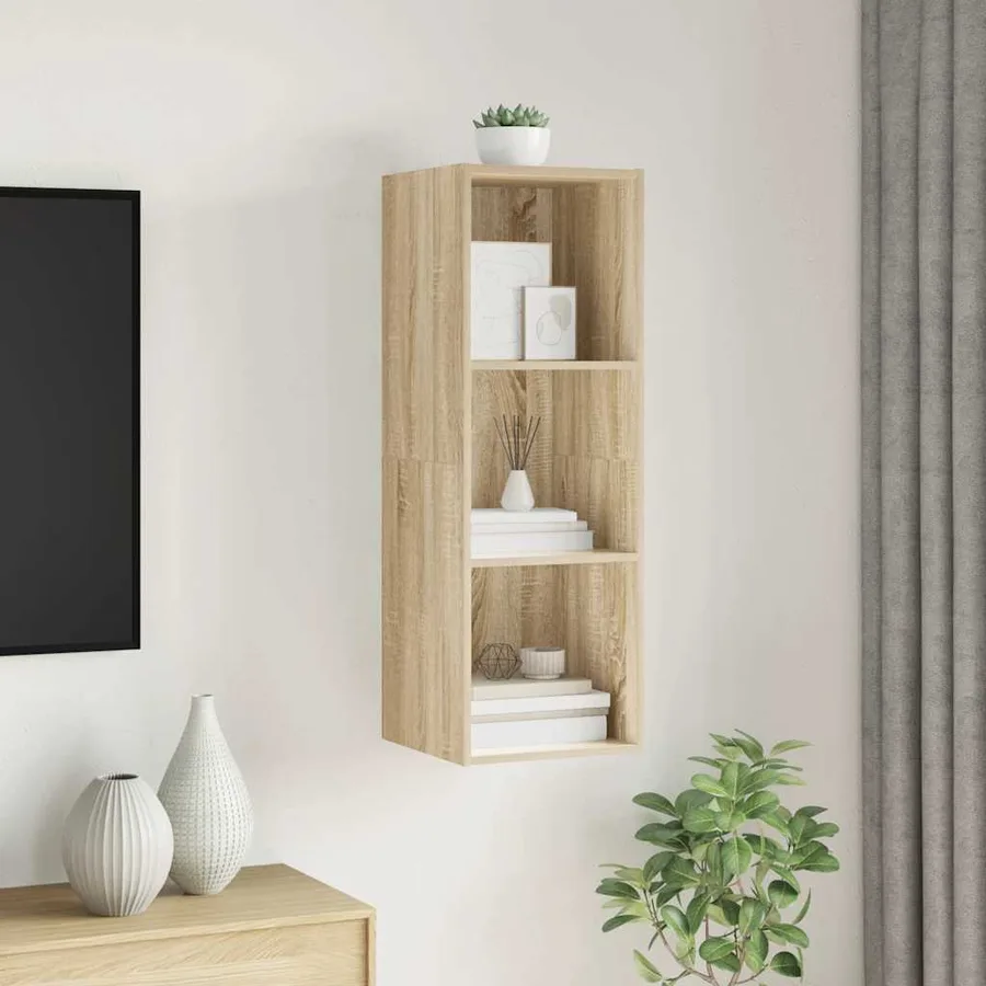 Meuble TV mural Chêne sonoma 37x37x107 cm Bois d’ingénierie - 3
