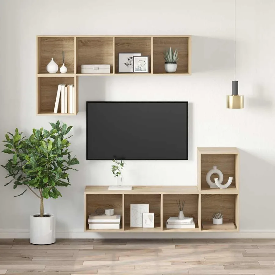 Meuble TV mural Chêne sonoma 37x37x107 cm Bois d’ingénierie - 4