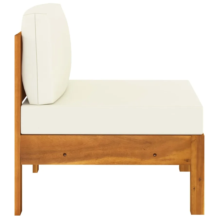 Canapé de jardin 3 places et coussins blanc crème Bois d'acacia - 8