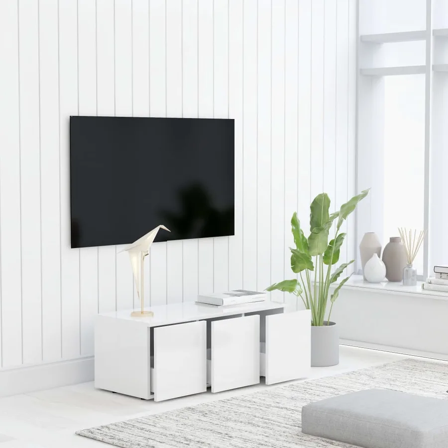 Meuble TV Blanc 80x34x30 cm Bois d'ingénierie - 3