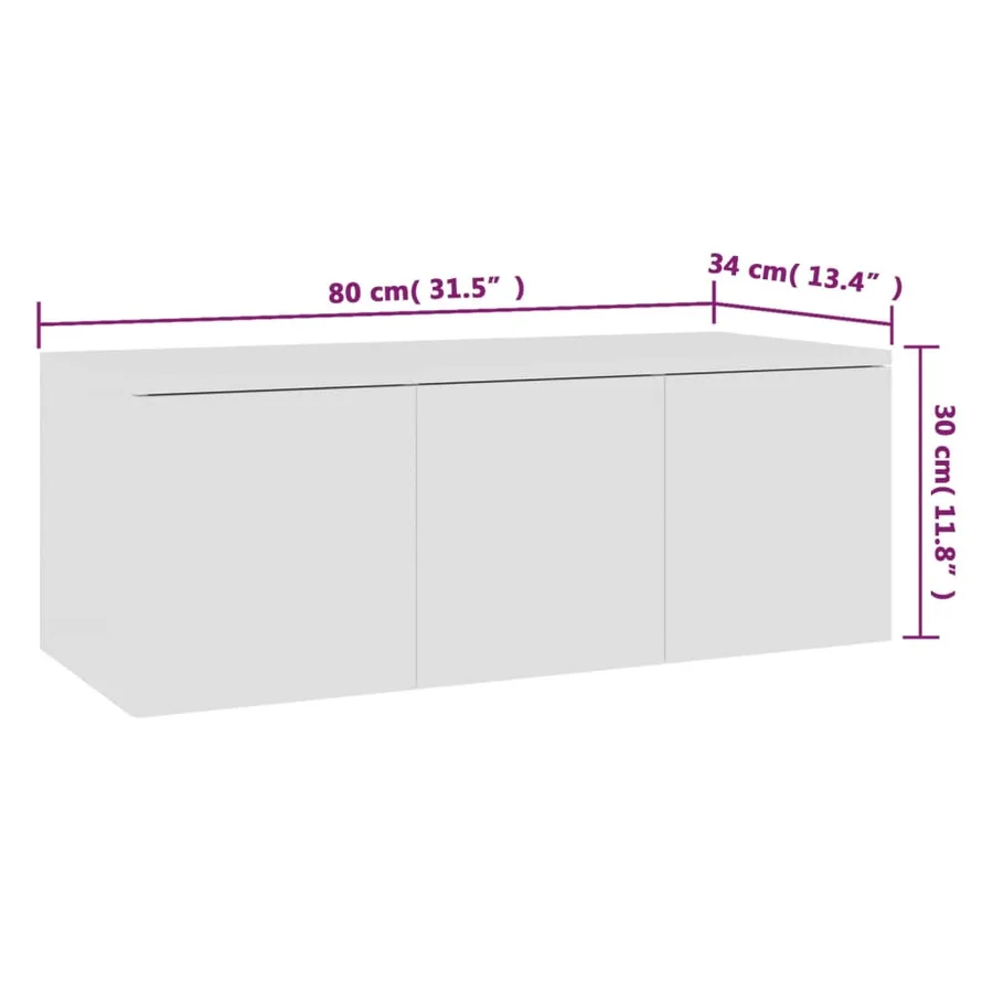 Meuble TV Blanc 80x34x30 cm Bois d'ingénierie - 8