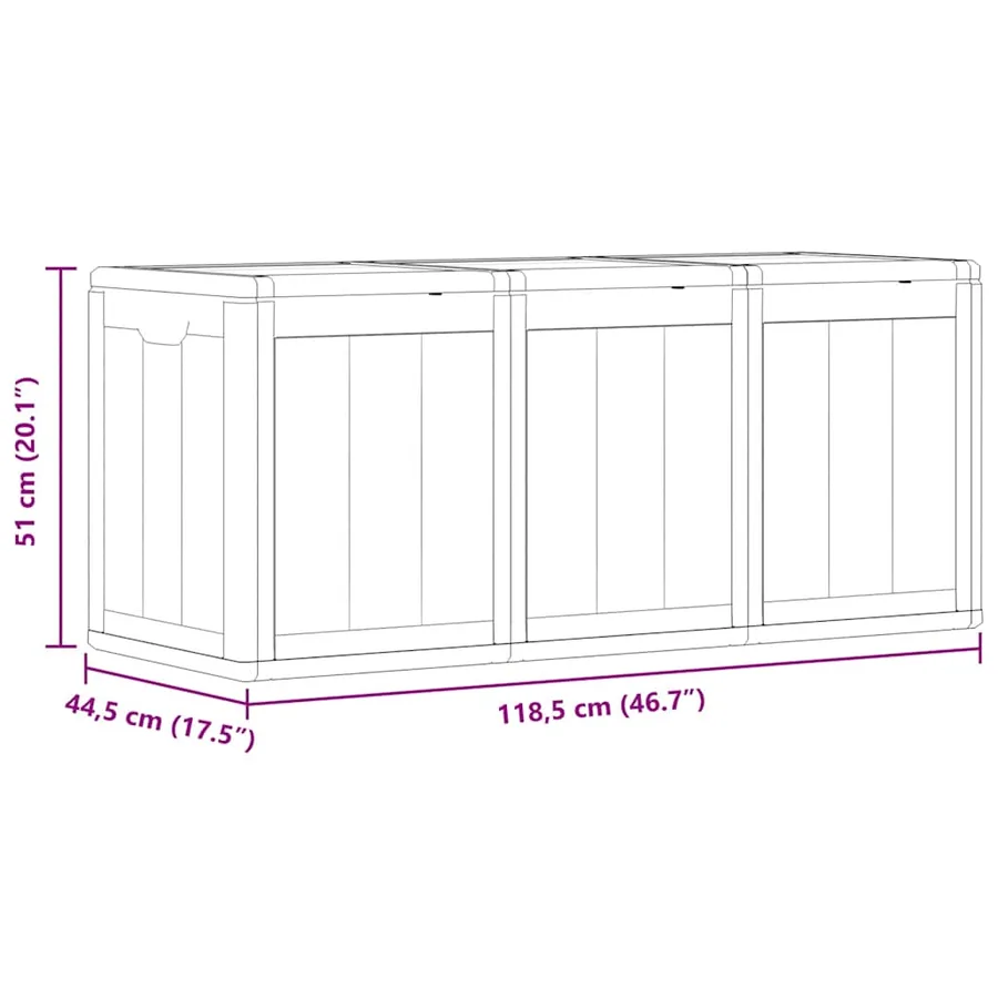 Boîte de rangement de jardin 270 L Marron PP aspect bois - 11