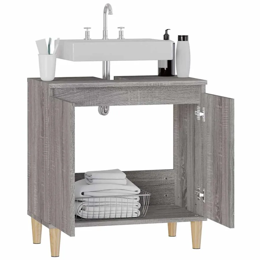 Meuble d'évier sonoma gris 58x33x60 cm bois d'ingénierie - 5
