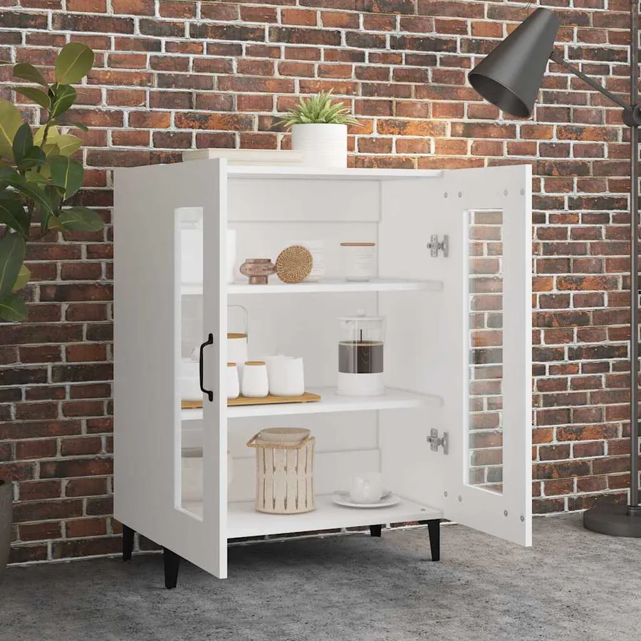 Buffet blanc 69,5x34x90 cm bois d'ingénierie - 3