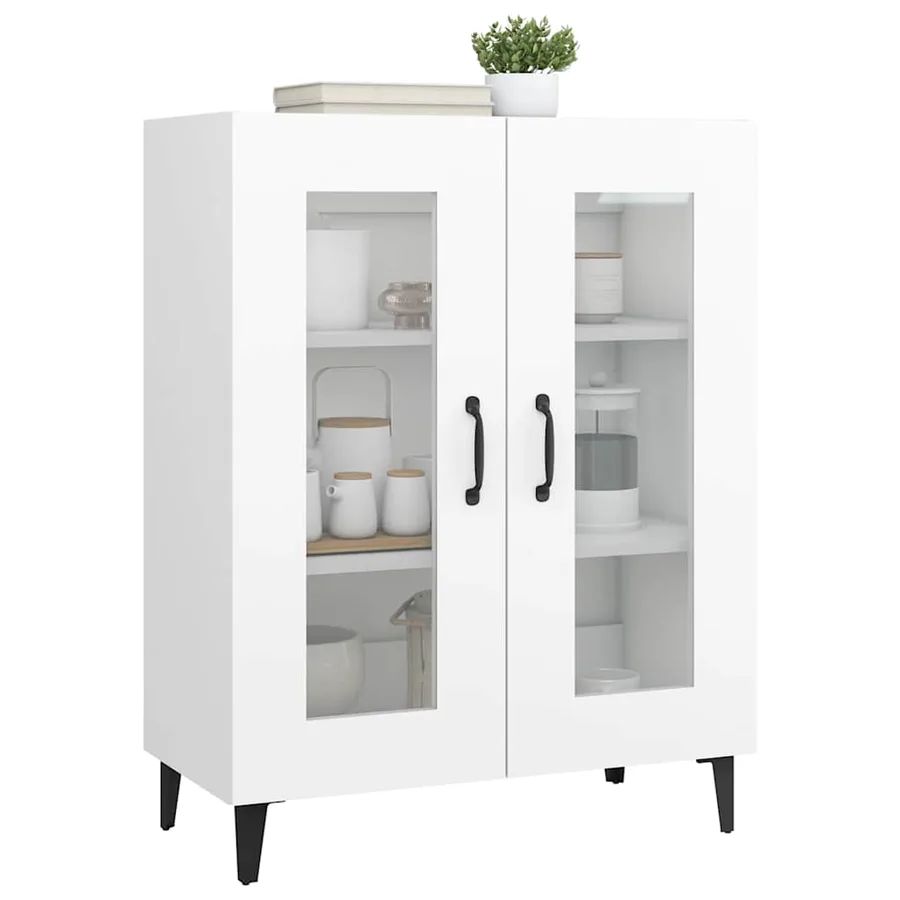 Buffet blanc 69,5x34x90 cm bois d'ingénierie - 4