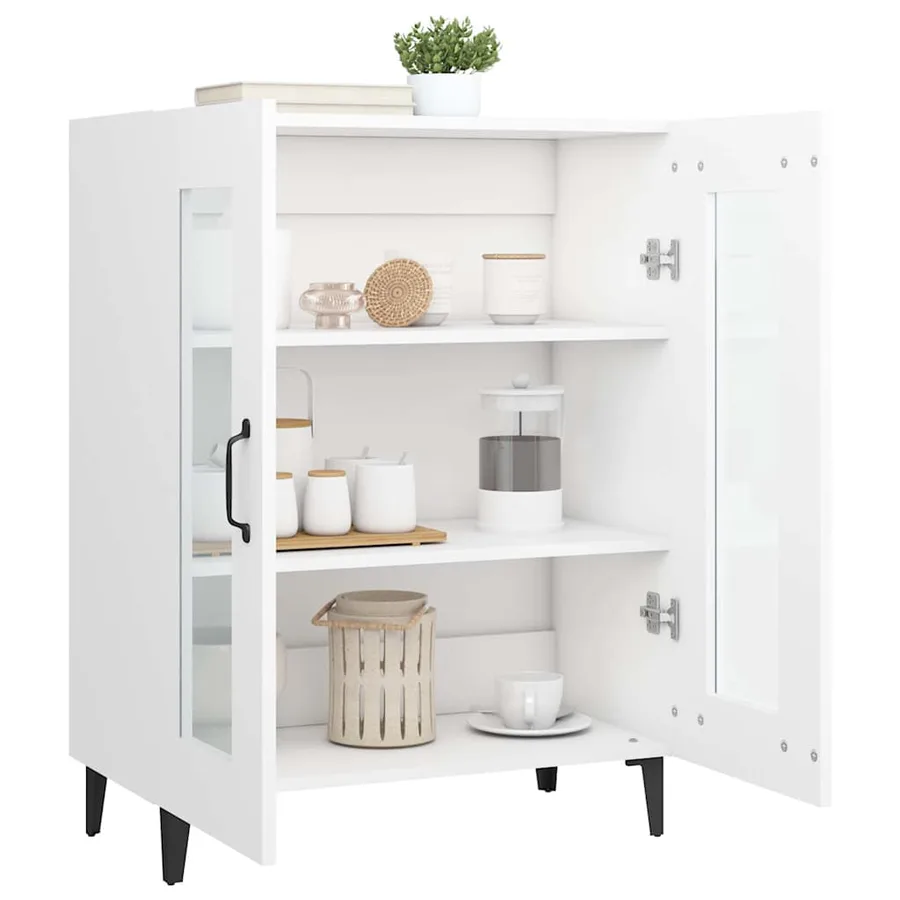 Buffet blanc 69,5x34x90 cm bois d'ingénierie - 5