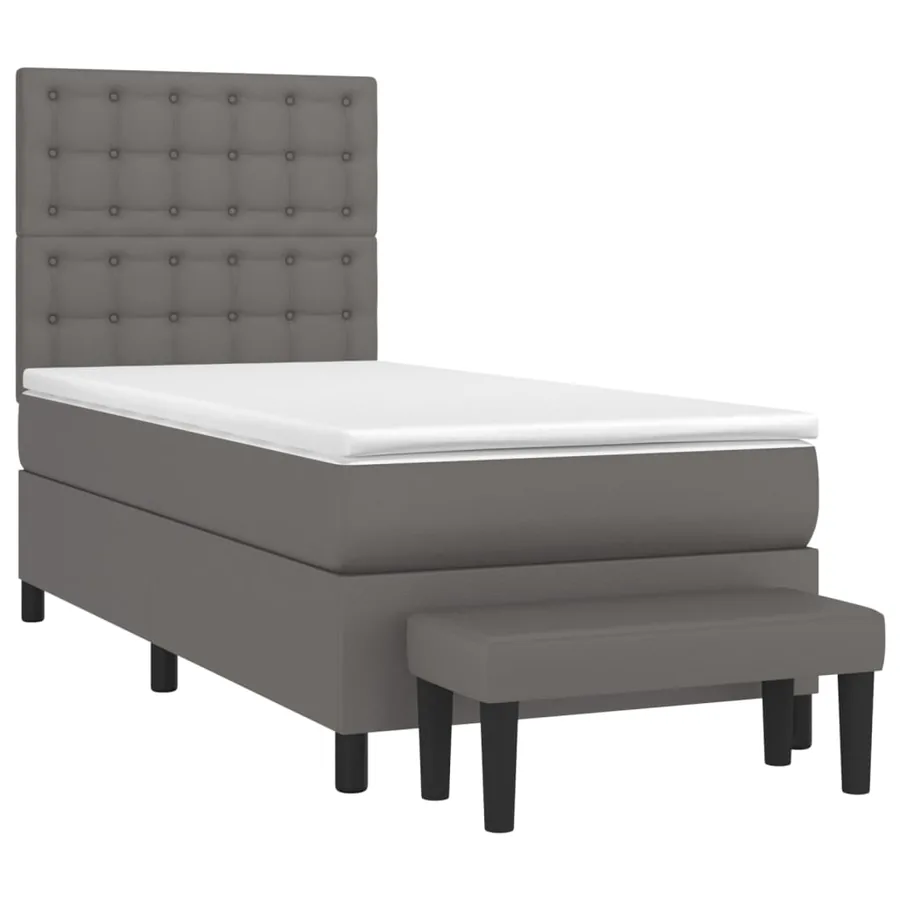 Sommier à lattes de lit avec matelas Gris 100x200 cm Similicuir - 3