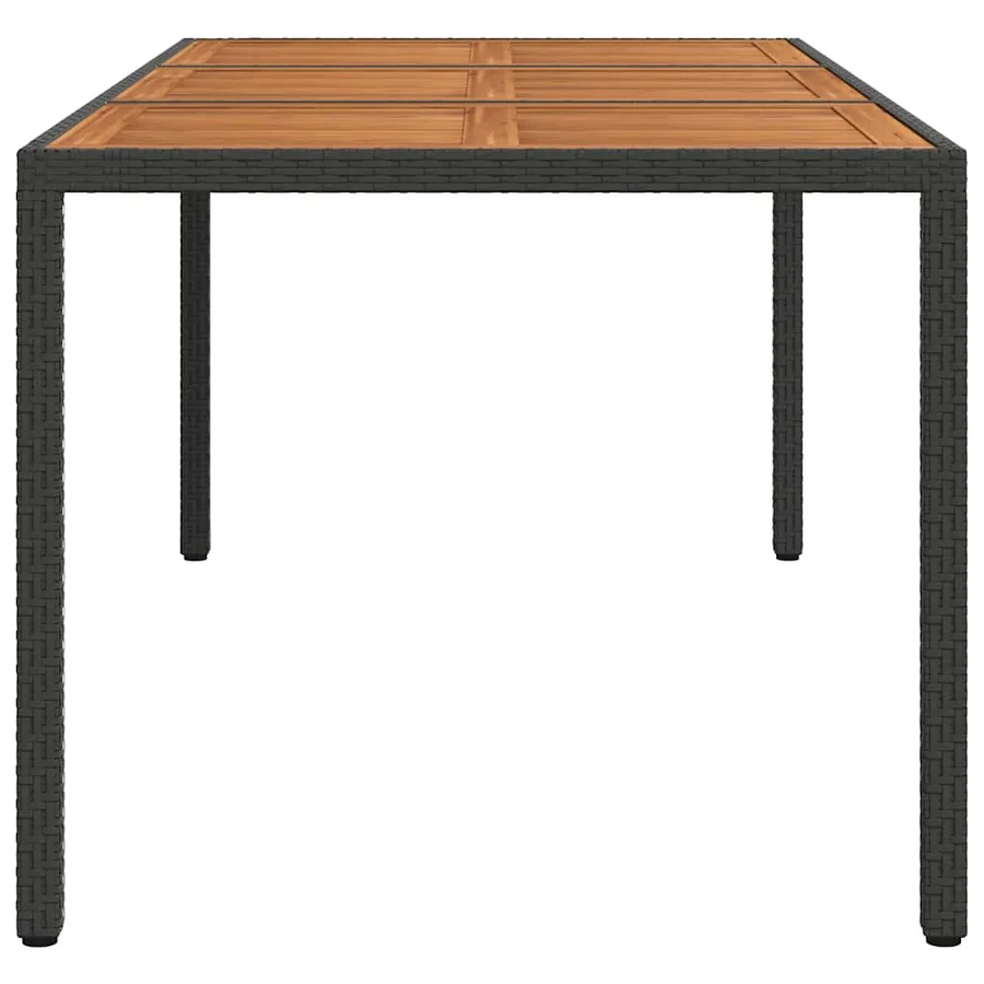 Table de jardin 190x90x75 cm Résine tressée et bois acacia Noir - 4