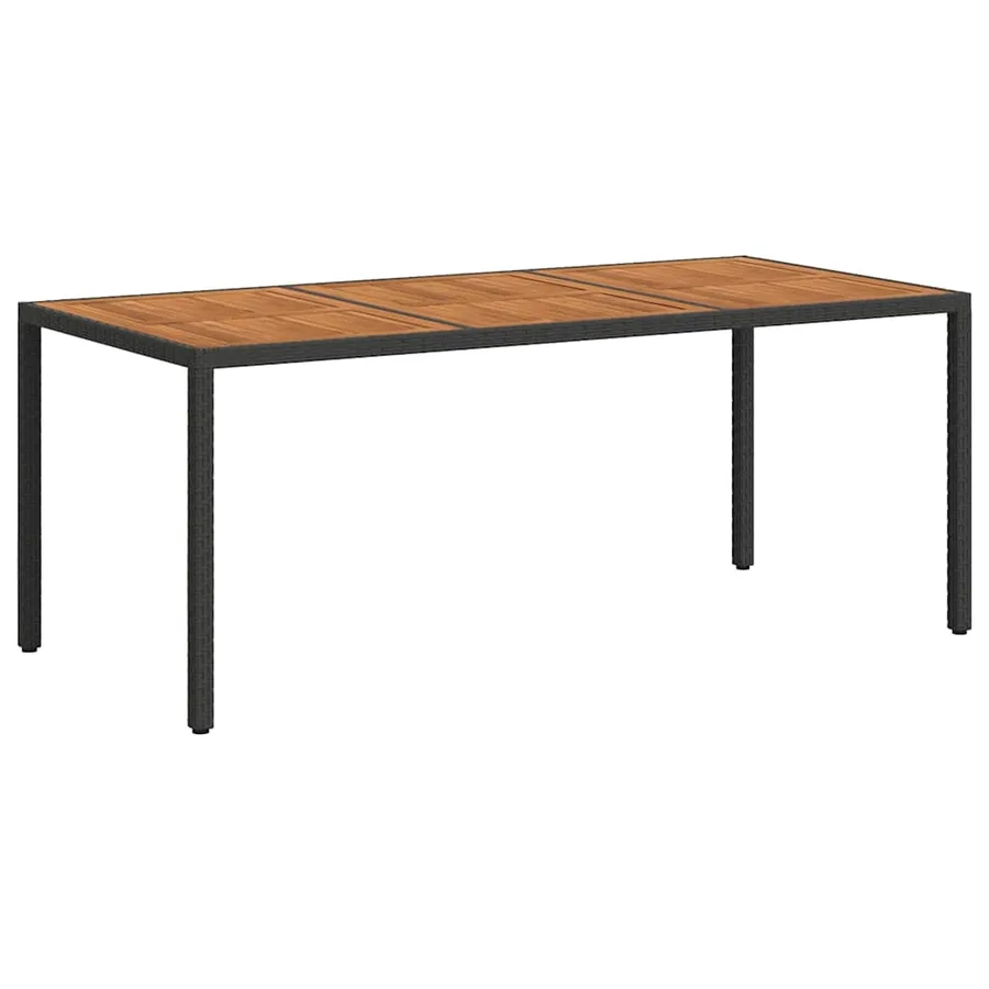 Table de jardin 190x90x75 cm Résine tressée et bois acacia Noir - 5