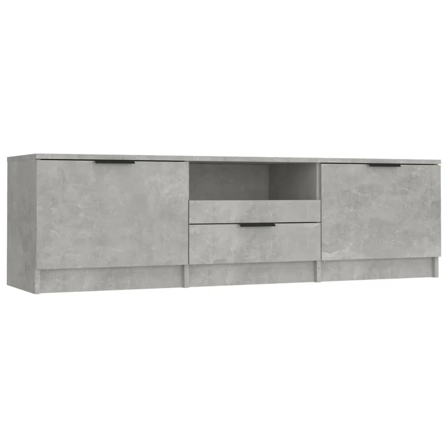 Meuble TV gris béton 140x35x40 cm bois d'ingénierie - 2