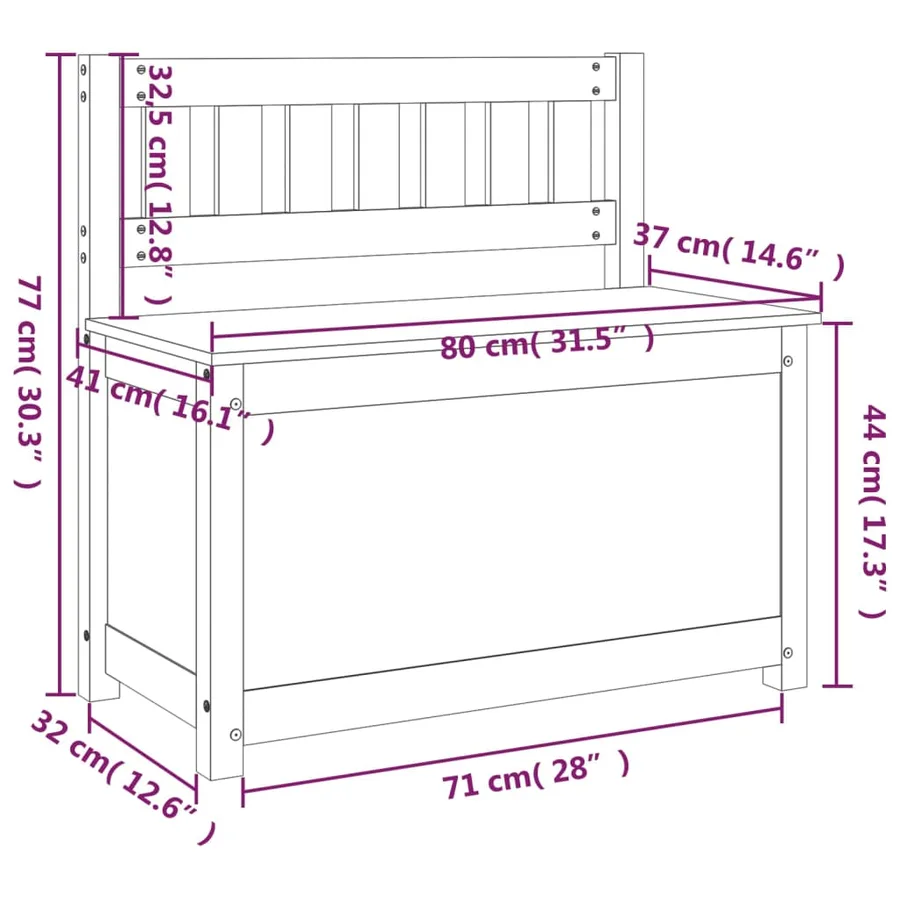 Banc Blanc 80x41x77 cm Bois de pin massif - 11