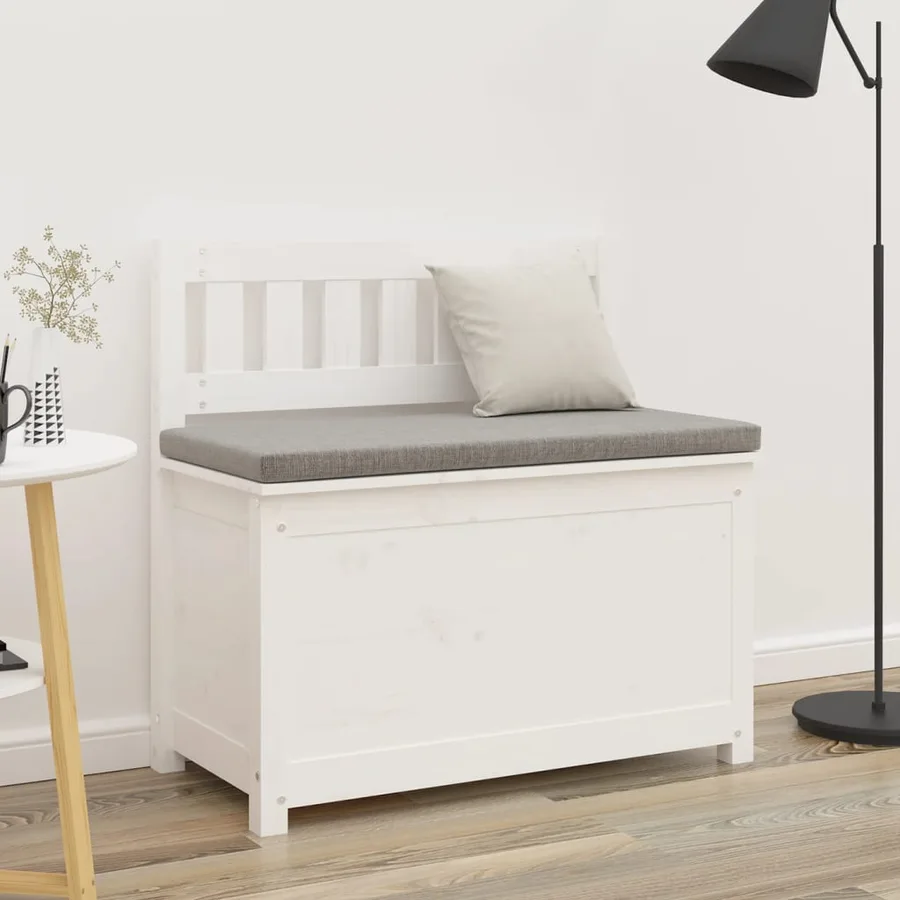 Banc Blanc 80x41x77 cm Bois de pin massif - 3