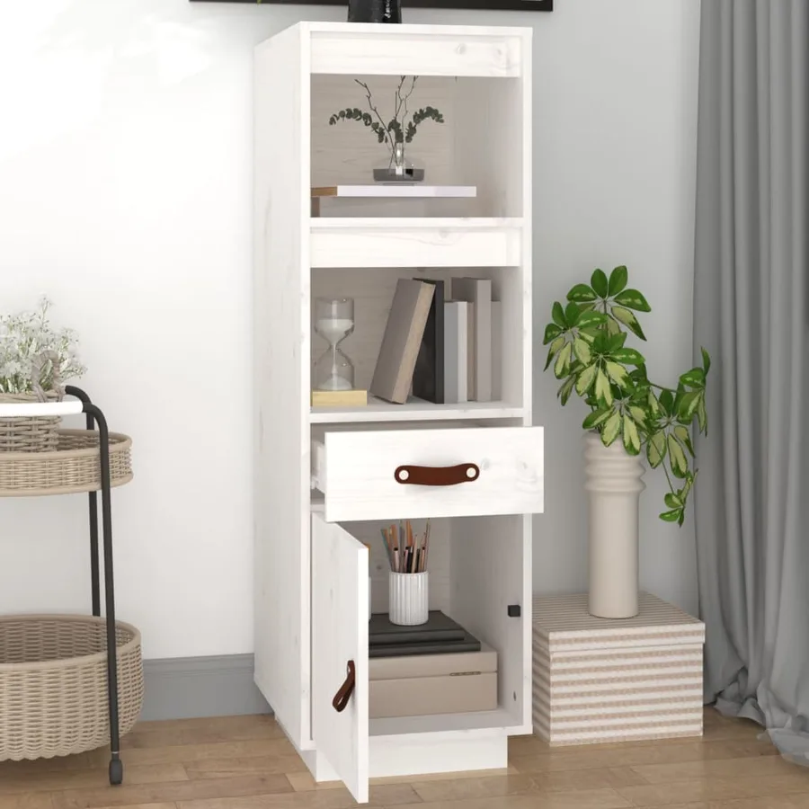 Buffet haut Blanc 34x40x108,5 cm Bois massif de pin - 3