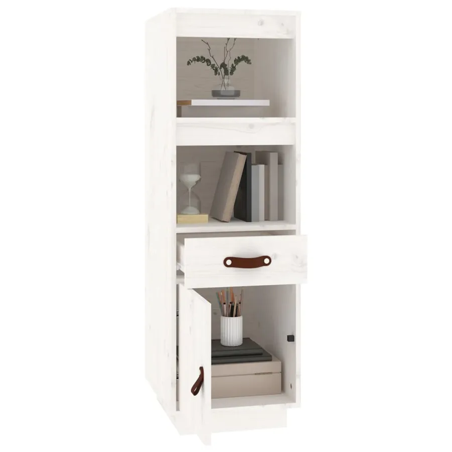 Buffet haut Blanc 34x40x108,5 cm Bois massif de pin - 4