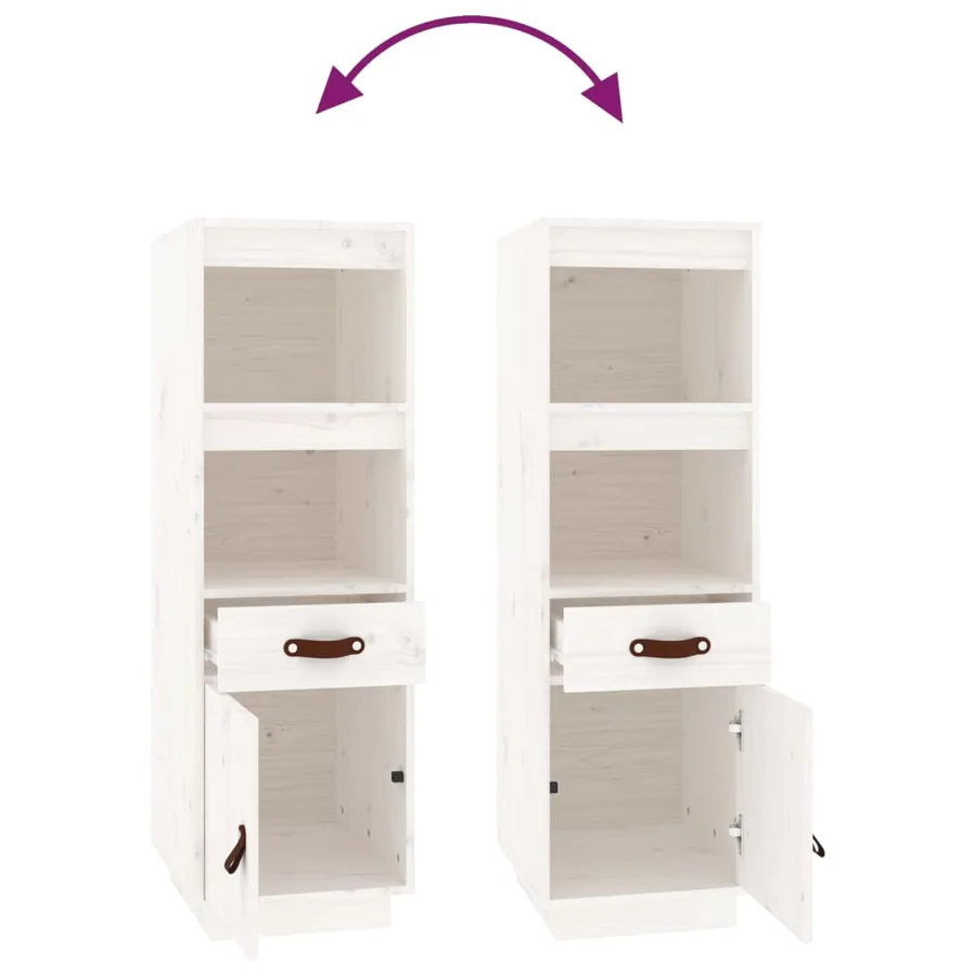 Buffet haut Blanc 34x40x108,5 cm Bois massif de pin - 8