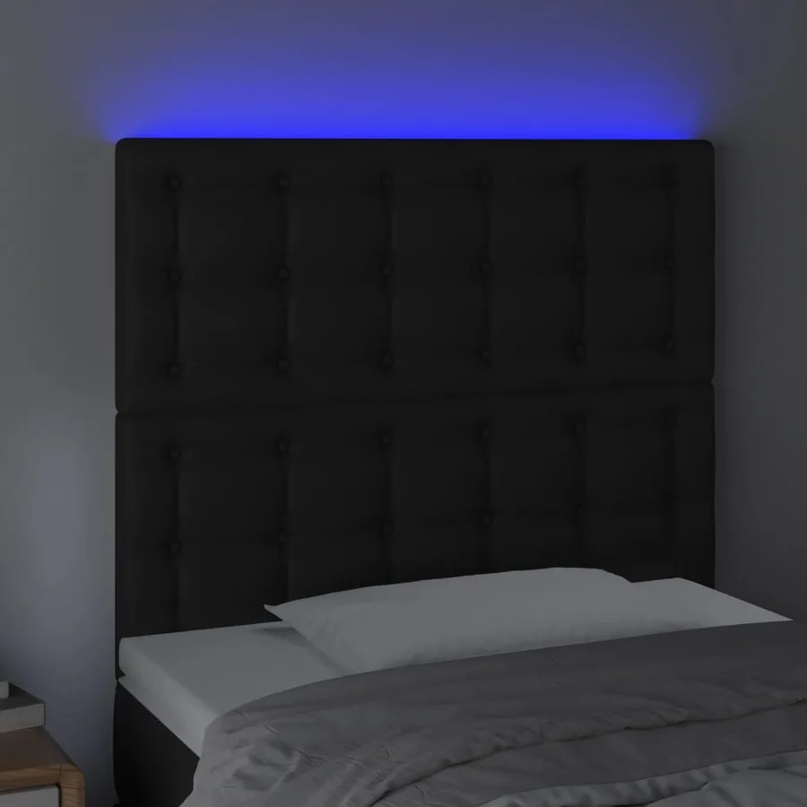 Tête de lit à LED Noir 100x5x118/128 cm Similicuir - 3