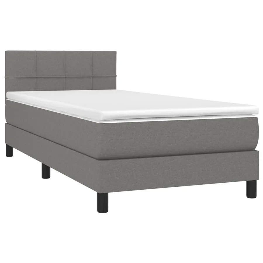 Sommier à lattes de lit avec matelas et LED Gris foncé 90x200cm - 3