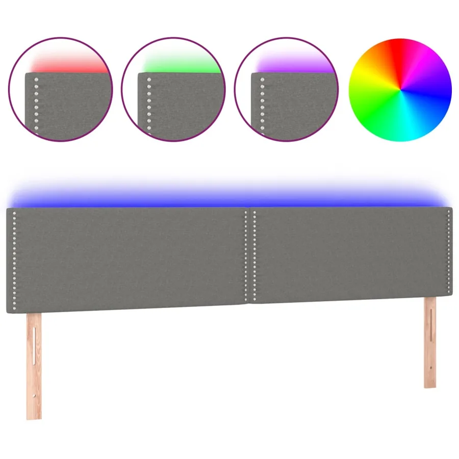 Tête de lit à LED Gris foncé 180x5x78/88 cm Tissu - 2