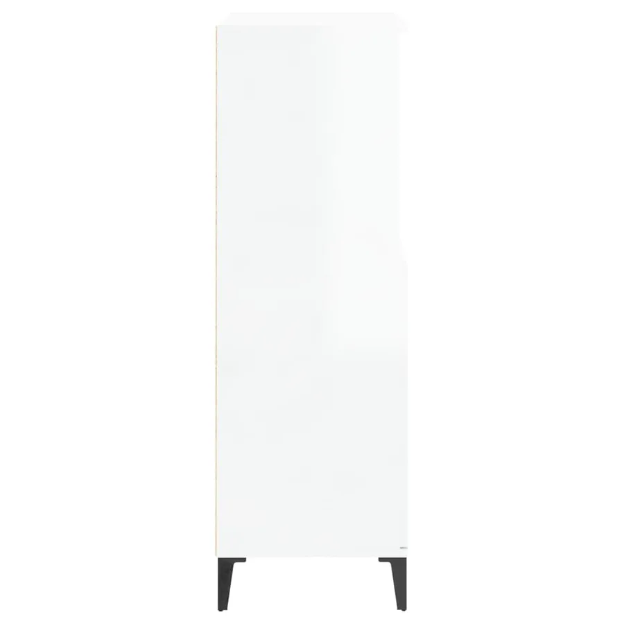 Buffet haut Blanc brillant 60x36x110 cm Bois d'ingénierie - 5