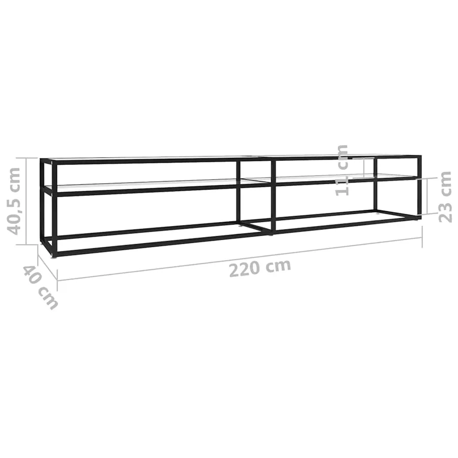 Meuble TV transparent 220x40x40,5 cm verre trempé - 6