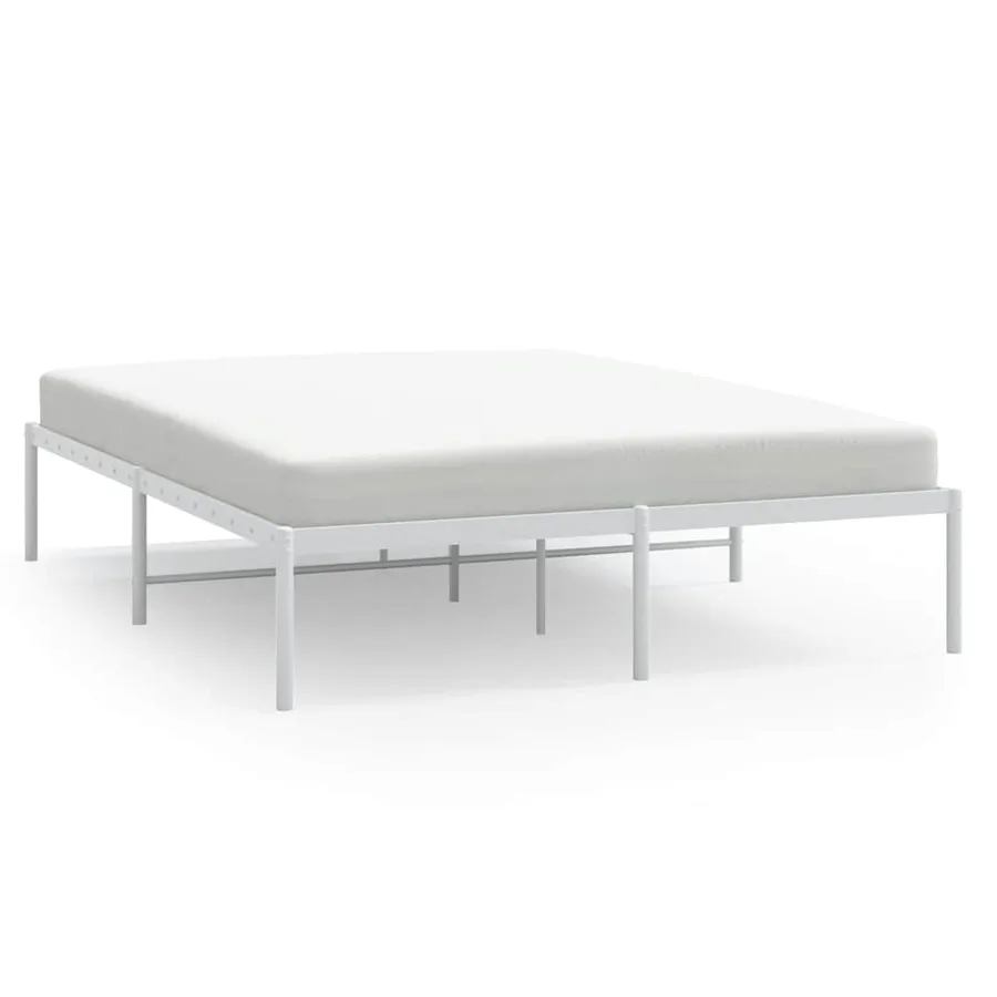 Cadre de lit métal sans matelas blanc 160x200 cm - 2
